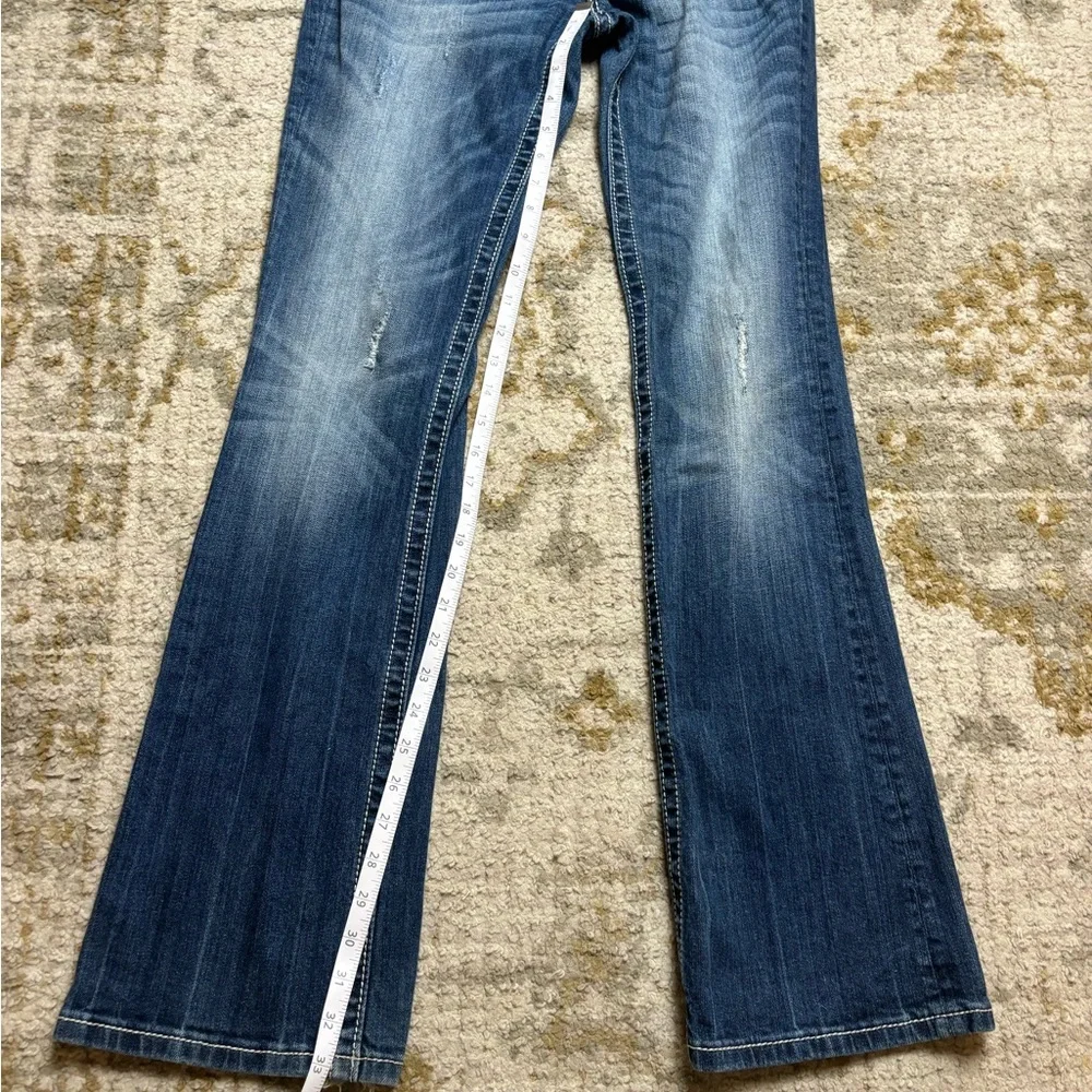 Miss Me Jeans Bootcut Size 30 Dark Wash Mid Rise Denim Rhinestone Pockets - Picture 3 of 10